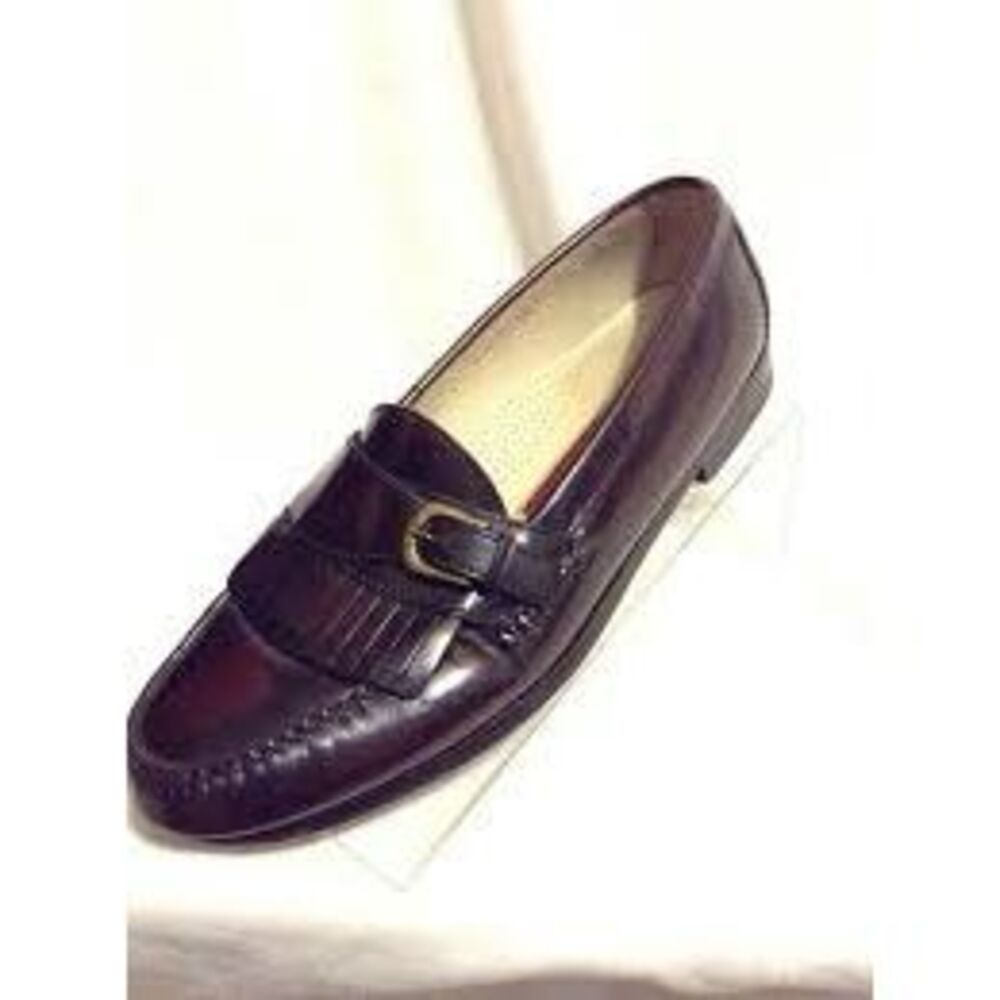 Cole Haan Men's 11.5 Kiltie Buckle Front Leather Loafers Burgundy Brown Classic